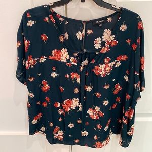 Green top with flower print by Boden